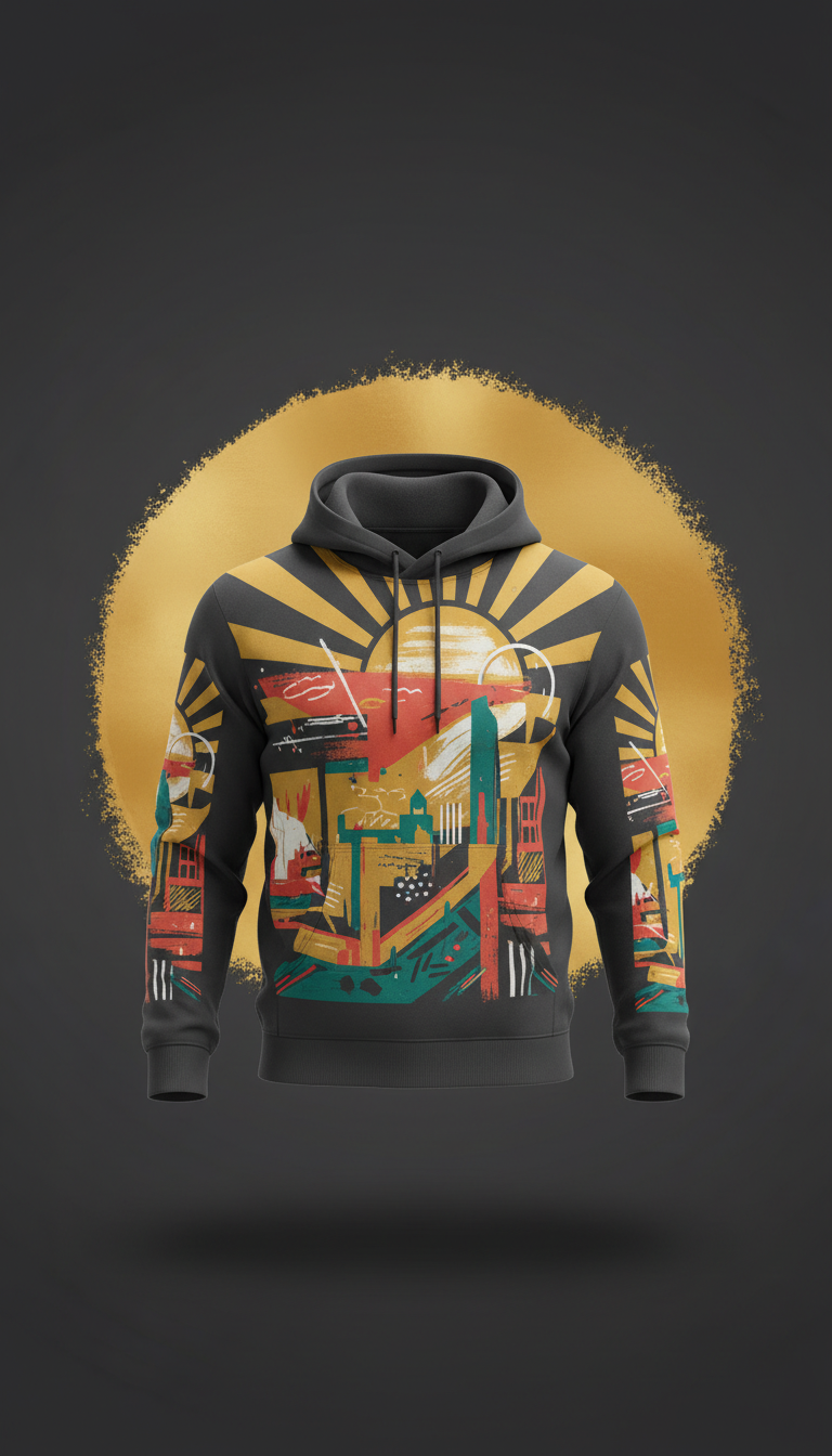 Hoodie with Sunlit Gold Mural