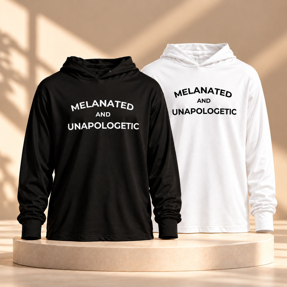 Melanated AND Unapologetic| Hooded Long Sleeve