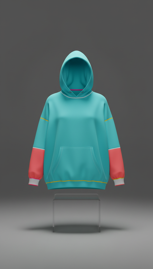 Oversized hoodie in electric cyan