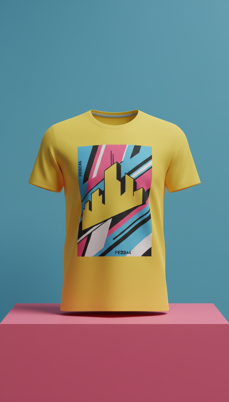 Graphic tee in urban yellow
